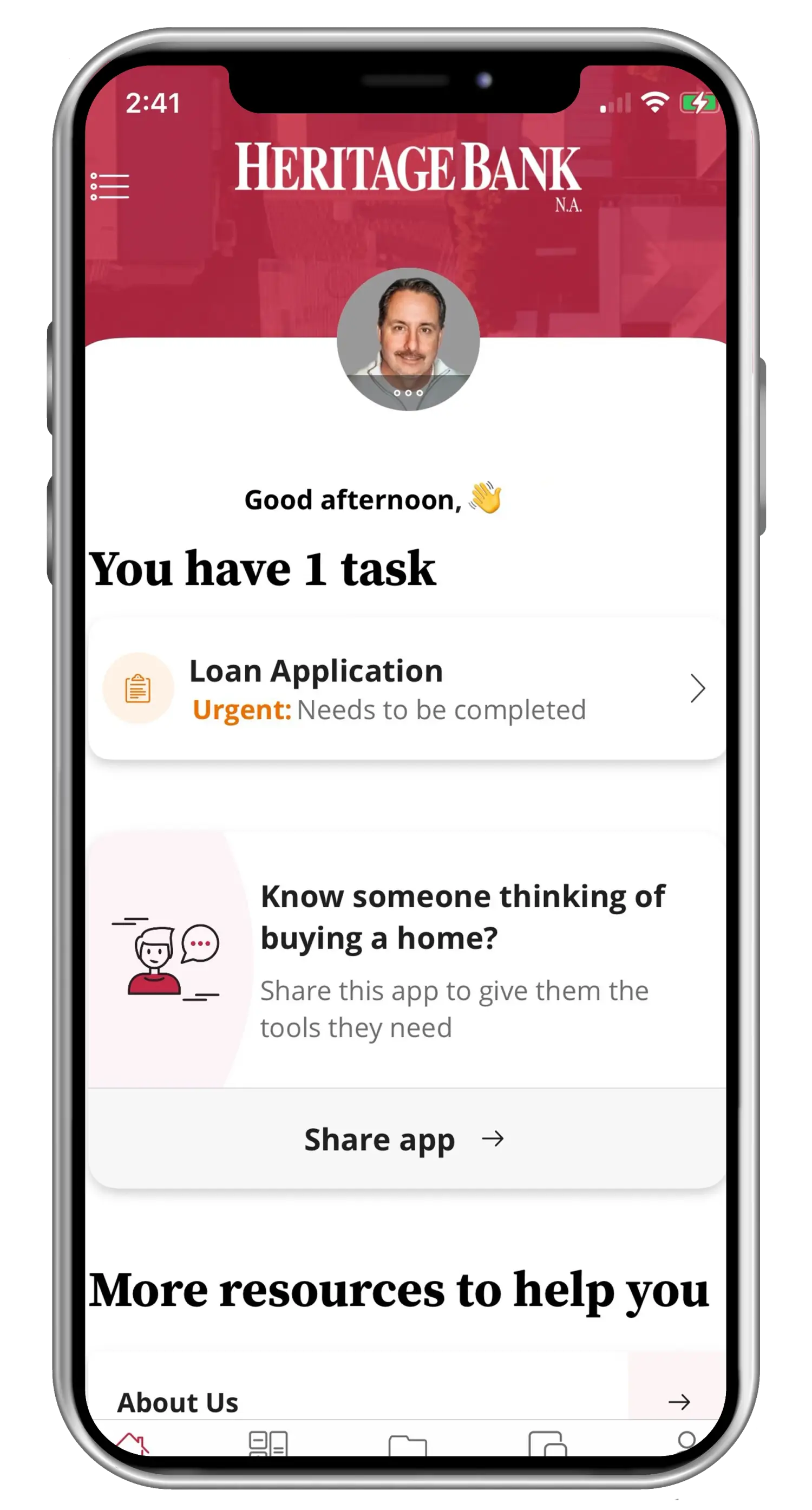 image of phone with MyLoan App showing